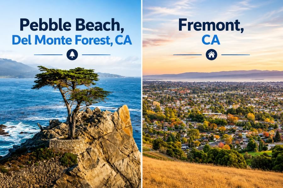 Pebble Beach and Fremont, CA homes